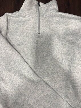 Men's Heather Light Gray Half-Zip Sweater